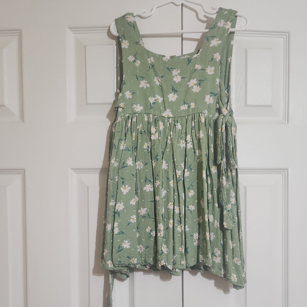 Floral Green Sleeveless Dress